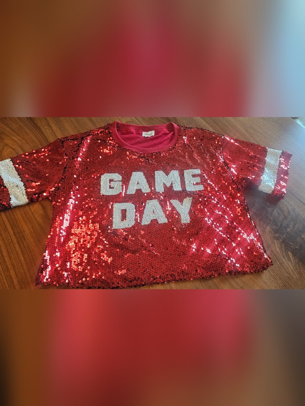 🏈GAME DAY By Le Lis Red Sequin Pullover Sweater